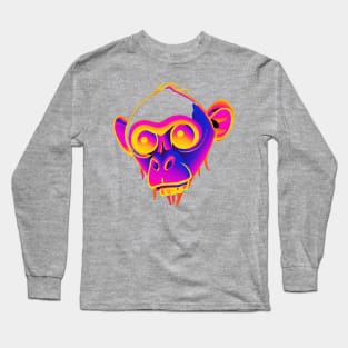 Halloween Monkey Graffity Pink Face Spooky Long Sleeve T-Shirt